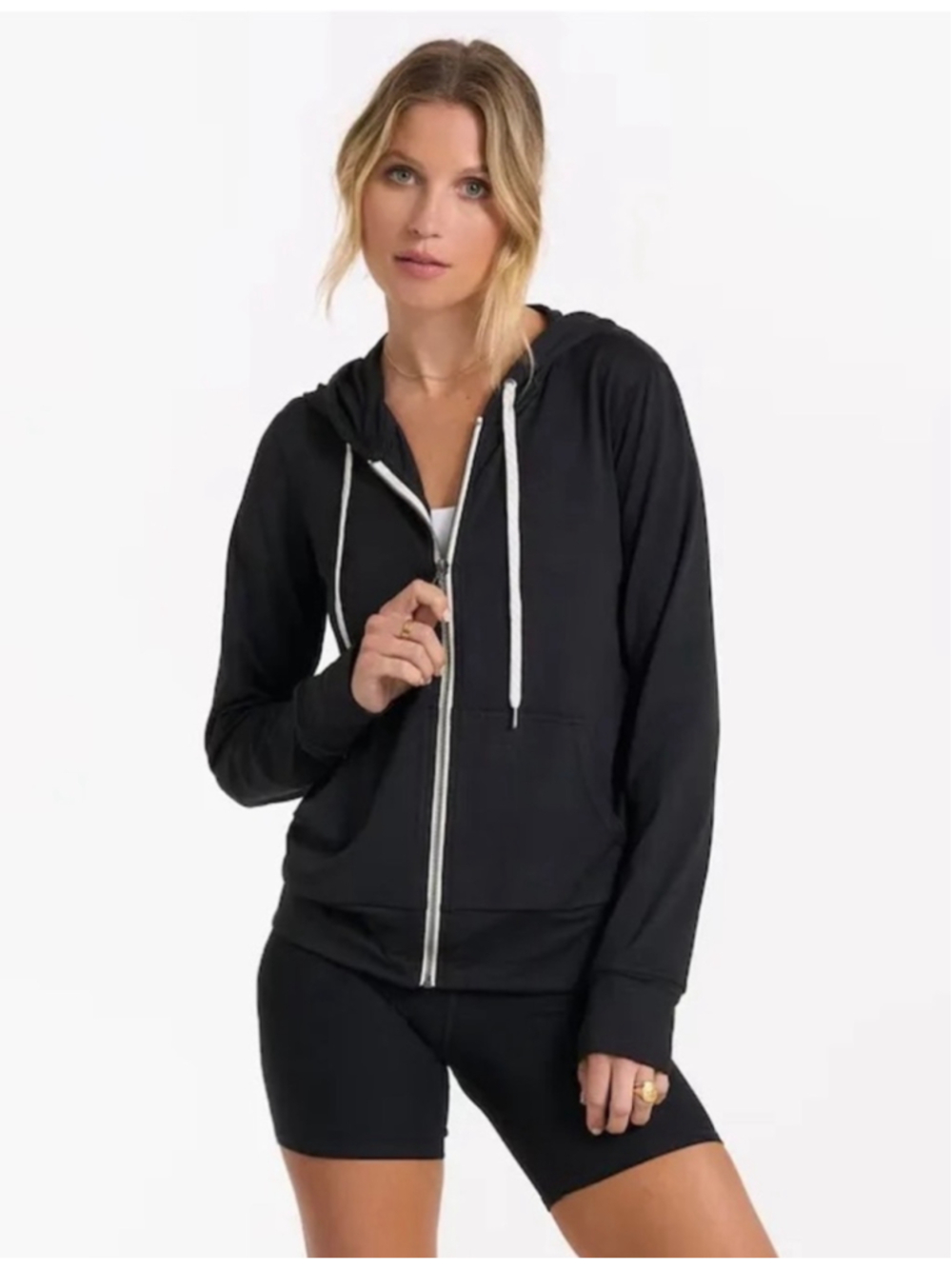 Women's Vuori Halo Performance Zip-Up Hoodie Size L Black and White